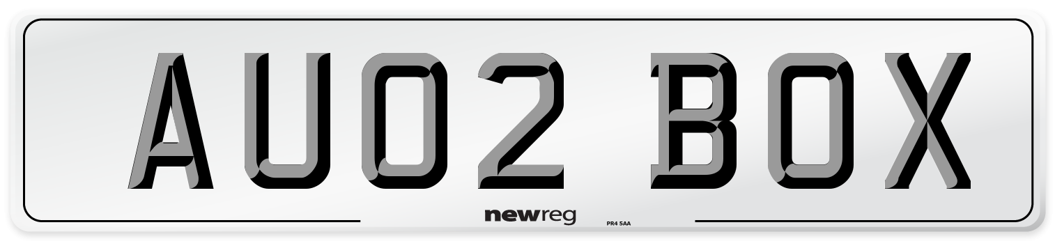 AU02 BOX Number Plate from New Reg